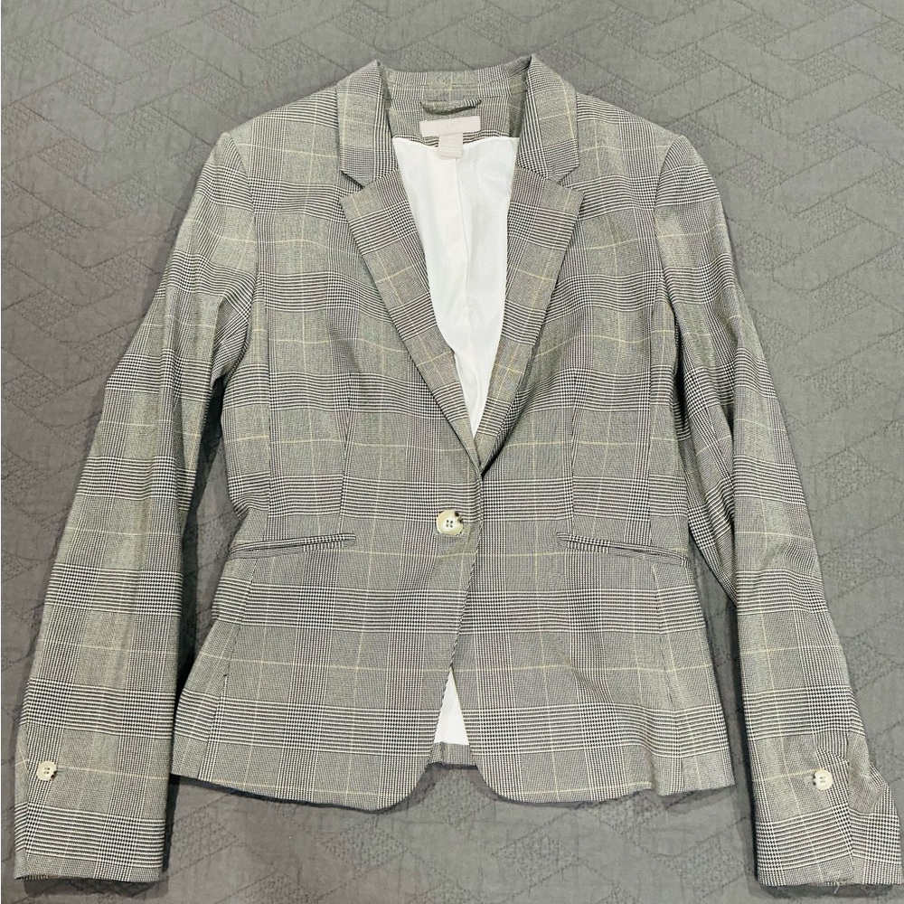 H&M Classic Gray Checkered Blazer